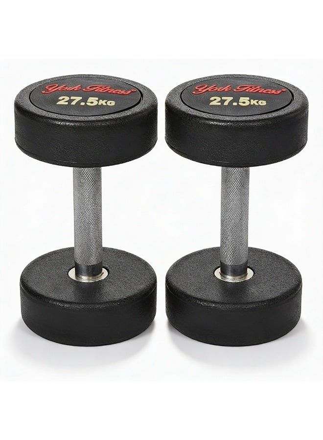 York DZLG11 27.5 kg Round Rubber Coated Dumbbell - Image 1
